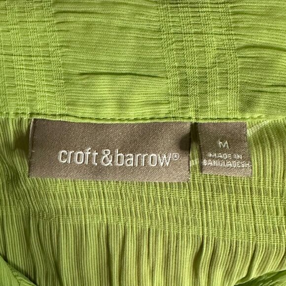 Croft & Barrow Lime Green Button Up Blouse, Medium - Picture 4 of 6
